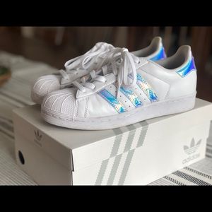 Adidas custom women’s superstars-white iridescent